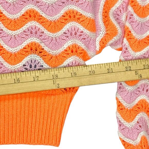 Divided H&M Crop Sweater Women S Orange Pink Chunky Knit Balloon Sleeve Oversize - Picture 11 of 16